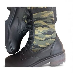 Black and Green Camo Combat Boots